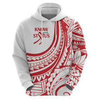 Know Your Status Red Ribbon Personalised Hoodie Polynesian AIDS Awareness LT9 - Polynesian Pride