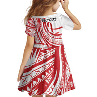 Know Your Status Red Ribbon Personalised Kid Short Sleeve Dress Polynesian AIDS Awareness