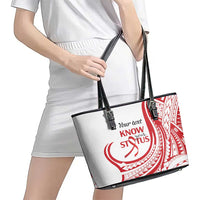 Know Your Status Red Ribbon Personalised Leather Tote Bag Polynesian AIDS Awareness LT9 - Polynesian Pride
