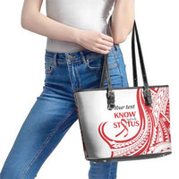 Know Your Status Red Ribbon Personalised Leather Tote Bag Polynesian AIDS Awareness LT9 - Polynesian Pride