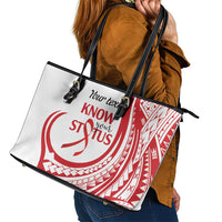 Know Your Status Red Ribbon Personalised Leather Tote Bag Polynesian AIDS Awareness LT9 - Polynesian Pride