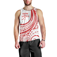 Know Your Status Red Ribbon Personalised Men Tank Top Polynesian AIDS Awareness LT9 - Polynesian Pride