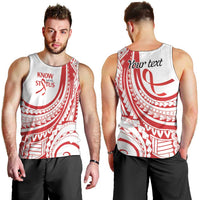 Know Your Status Red Ribbon Personalised Men Tank Top Polynesian AIDS Awareness LT9 - Polynesian Pride