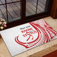 Know Your Status Red Ribbon Personalised Rubber Doormat Polynesian AIDS Awareness LT9 - Polynesian Pride