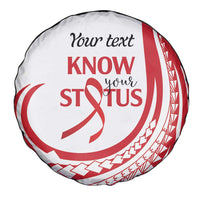 Know Your Status Red Ribbon Personalised Spare Tire Cover Polynesian AIDS Awareness LT9 - Polynesian Pride