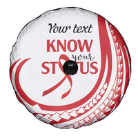 Know Your Status Red Ribbon Personalised Spare Tire Cover Polynesian AIDS Awareness LT9 - Polynesian Pride