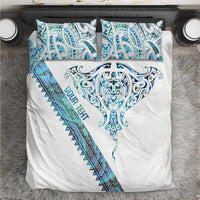 Kahui Whetu Paua shell Kowhaiwhai Taniko Personalised Bedding Set Manta Ray Shark-Turtle Maori Tribal Style LT9 Blue - Polynesian Pride