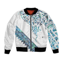 Kahui Whetu Paua shell Kowhaiwhai Taniko Personalised Bomber Jacket Manta Ray Shark-Turtle Maori Tribal Style LT9 Unisex Blue - Polynesian Pride