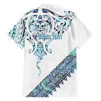 Kahui Whetu Paua shell Kowhaiwhai Taniko Personalised Family Matching Long Sleeve Bodycon Dress and Hawaiian Shirt Manta Ray Shark-Turtle Maori Tribal Style