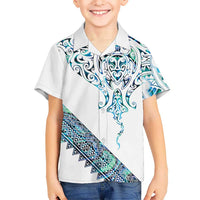 Kahui Whetu Paua shell Kowhaiwhai Taniko Personalised Family Matching Long Sleeve Bodycon Dress and Hawaiian Shirt Manta Ray Shark-Turtle Maori Tribal Style