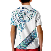 Kahui Whetu Paua shell Kowhaiwhai Taniko Personalised Kid Polo Shirt Manta Ray Shark-Turtle Maori Tribal Style
