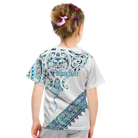 Kahui Whetu Paua shell Kowhaiwhai Taniko Personalised Kid T Shirt Manta Ray Shark-Turtle Maori Tribal Style