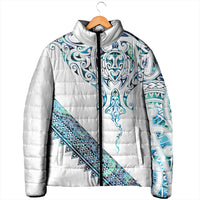 Kahui Whetu Paua shell Kowhaiwhai Taniko Personalised Padded Jacket Manta Ray Shark-Turtle Maori Tribal Style LT9 - Polynesian Pride