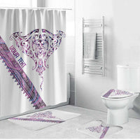 Mawhero Paua shell Kowhaiwhai Taniko Personalised Bathroom Set Manta Ray Shark-Turtle Maori Tribal Style LT9 Bathroom Set (4 pcs) Pink - Polynesian Pride