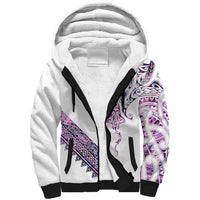 Mawhero Paua shell Kowhaiwhai Taniko Personalised Sherpa Hoodie Manta Ray Shark-Turtle Maori Tribal Style