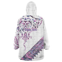 Mawhero Paua shell Kowhaiwhai Taniko Personalised Wearable Blanket Hoodie Manta Ray Shark-Turtle Maori Tribal Style