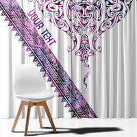 Mawhero Paua shell Kowhaiwhai Taniko Personalised Window Curtain Manta Ray Shark-Turtle Maori Tribal Style LT9 - Polynesian Pride