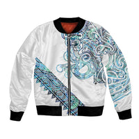 Kahui Whetu Paua shell Kowhaiwhai Taniko Personalised Bomber Jacket Taniwha Maori Tribal Style LT9 Unisex Blue - Polynesian Pride