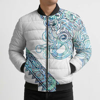 Kahui Whetu Paua shell Kowhaiwhai Taniko Personalised Bomber Puffer Jacket Taniwha Maori Tribal Style LT9 - Polynesian Pride