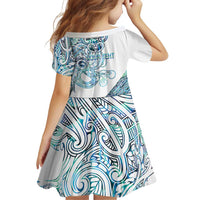 Kahui Whetu Paua shell Kowhaiwhai Taniko Personalised Family Matching Short Sleeve Bodycon Dress and Hawaiian Shirt Taniwha Maori Tribal Style