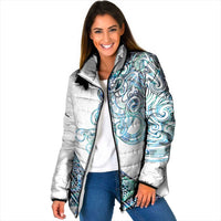 Kahui Whetu Paua shell Kowhaiwhai Taniko Personalised Padded Jacket Taniwha Maori Tribal Style LT9 Women Blue - Polynesian Pride