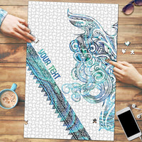 Kahui Whetu Paua shell Kowhaiwhai Taniko Personalised Puzzle Taniwha Maori Tribal Style LT9 Blue - Polynesian Pride