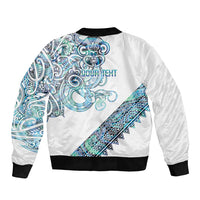 Kahui Whetu Paua shell Kowhaiwhai Taniko Personalised Sleeve Zip Bomber Jacket Taniwha Maori Tribal Style LT9 - Polynesian Pride