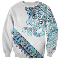 Kahui Whetu Paua shell Kowhaiwhai Taniko Personalised Sweatshirt Taniwha Maori Tribal Style LT9 Unisex Blue - Polynesian Pride