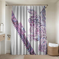 Mawhero Paua shell Kowhaiwhai Taniko Personalised Bathroom Set Taniwha Maori Tribal Style LT9 Shower Curtain Only Pink - Polynesian Pride