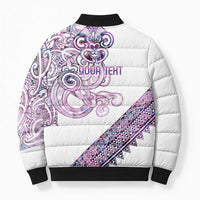 Mawhero Paua shell Kowhaiwhai Taniko Personalised Bomber Puffer Jacket Taniwha Maori Tribal Style LT9 - Polynesian Pride