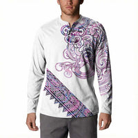 Mawhero Paua shell Kowhaiwhai Taniko Personalised Button Sweatshirt Taniwha Maori Tribal Style LT9 - Polynesian Pride