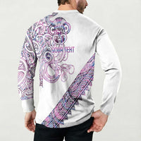 Mawhero Paua shell Kowhaiwhai Taniko Personalised Button Sweatshirt Taniwha Maori Tribal Style LT9 - Polynesian Pride