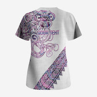 Mawhero Paua shell Kowhaiwhai Taniko Personalised Scrub Top Taniwha Maori Tribal Style LT9 - Polynesian Pride