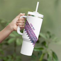 Mawhero Paua shell Kowhaiwhai Taniko Personalised Tumbler With Handle Taniwha Maori Tribal Style LT9 - Polynesian Pride
