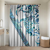 Kahui Whetu Paua shell Kowhaiwhai Taniko Personalised Bathroom Set Turtle Tattoo Maori Tribal Style LT9 Shower Curtain Only Blue - Polynesian Pride