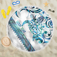 Kahui Whetu Paua shell Kowhaiwhai Taniko Personalised Beach Blanket Turtle Tattoo Maori Tribal Style LT9 One Size 150cm Blue - Polynesian Pride