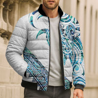 Kahui Whetu Paua shell Kowhaiwhai Taniko Personalised Bomber Puffer Jacket Turtle Tattoo Maori Tribal Style LT9 - Polynesian Pride