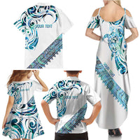 Kahui Whetu Paua shell Kowhaiwhai Taniko Personalised Family Matching Summer Maxi Dress and Hawaiian Shirt Turtle Tattoo Maori Tribal Style
