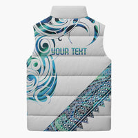 Kahui Whetu Paua shell Kowhaiwhai Taniko Personalised Sleeveless Puffer Jacket Turtle Tattoo Maori Tribal Style
