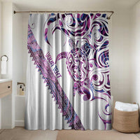 Mawhero Paua shell Kowhaiwhai Taniko Personalised Bathroom Set Turtle Tattoo Maori Tribal Style LT9 Shower Curtain Only Pink - Polynesian Pride