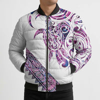 Mawhero Paua shell Kowhaiwhai Taniko Personalised Bomber Puffer Jacket Turtle Tattoo Maori Tribal Style LT9 - Polynesian Pride