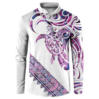 Mawhero Paua shell Kowhaiwhai Taniko Personalised Button Sweatshirt Turtle Tattoo Maori Tribal Style LT9 Pink - Polynesian Pride