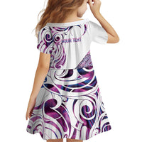Mawhero Paua shell Kowhaiwhai Taniko Personalised Family Matching Off Shoulder Short Dress and Hawaiian Shirt Turtle Tattoo Maori Tribal Style