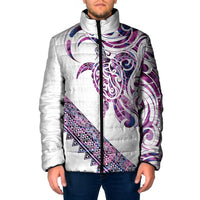 Mawhero Paua shell Kowhaiwhai Taniko Personalised Padded Jacket Turtle Tattoo Maori Tribal Style LT9 Men Pink - Polynesian Pride