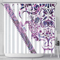Mawhero Paua shell Kowhaiwhai Taniko Personalised Shower Curtain Turtle Tattoo Maori Tribal Style LT9 - Polynesian Pride