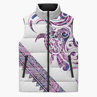 Mawhero Paua shell Kowhaiwhai Taniko Personalised Sleeveless Puffer Jacket Turtle Tattoo Maori Tribal Style LT9 Unisex Pink - Polynesian Pride