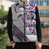 Mawhero Paua shell Kowhaiwhai Taniko Personalised Sleeveless Puffer Jacket Turtle Tattoo Maori Tribal Style LT9 - Polynesian Pride
