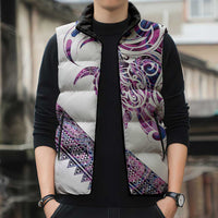 Mawhero Paua shell Kowhaiwhai Taniko Personalised Sleeveless Puffer Jacket Turtle Tattoo Maori Tribal Style LT9 - Polynesian Pride