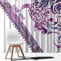 Mawhero Paua shell Kowhaiwhai Taniko Personalised Window Curtain Turtle Tattoo Maori Tribal Style LT9 - Polynesian Pride