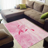 Breast Cancer Awareness Area Rug Maile Pikake Lokelani Crown Flower Lei Inspired